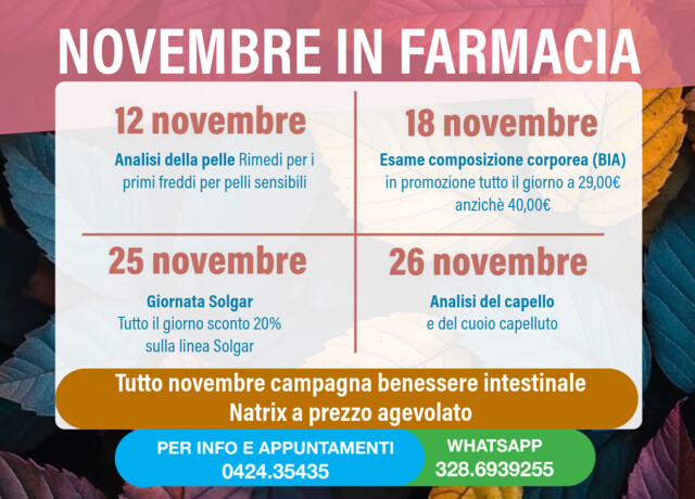 30/11 - novembre in farmacia