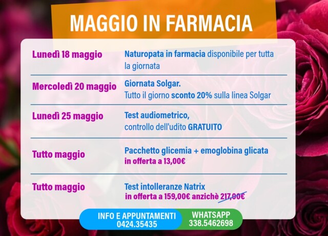 31/05 - Il mese di maggio in farmacia